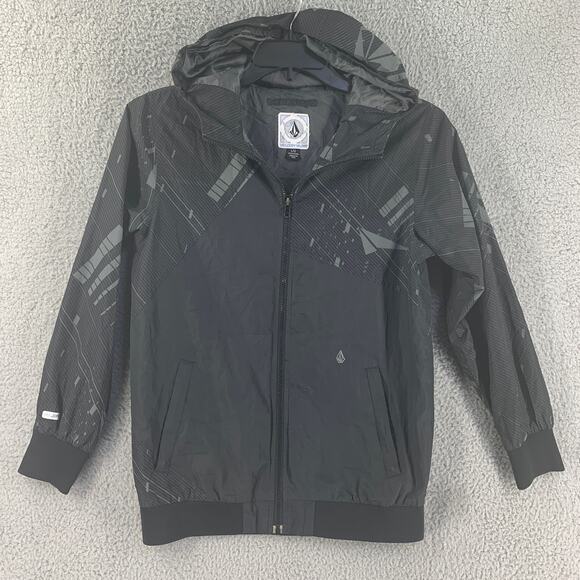 Volcom Jacket Youth Large V Line Hooded Black Grey - Picture 13 of 13